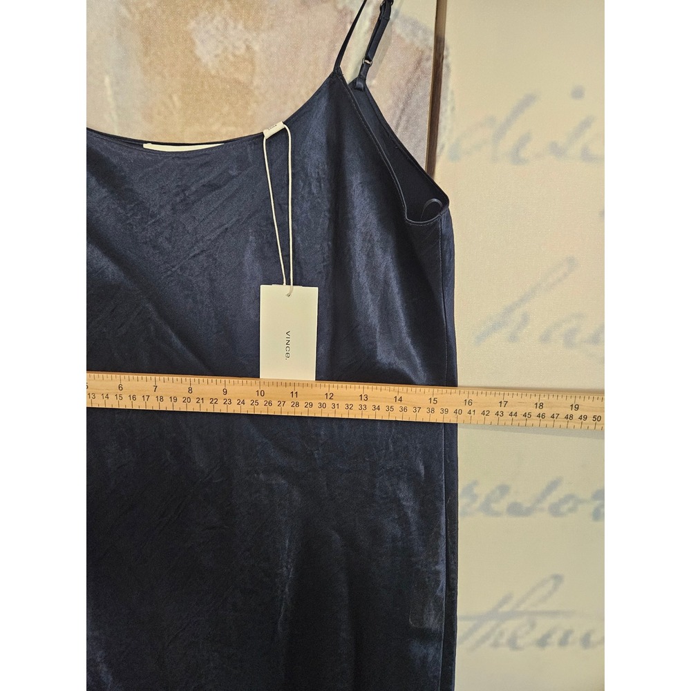 NWT Vince Slip Dress Medium Coastal Blue Satin Naia Acetate Midi VR6855101 - Picture 8 of 10